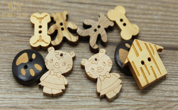 深圳厂家供应|巴顿钮扣|可爱卡通木质纽扣|儿童服装扣子|天然木质纽扣