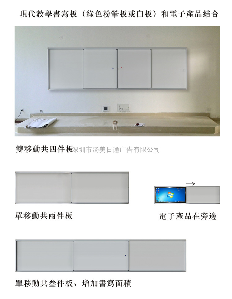 深圳移动路轨板 左右移动推拉板 教学培训综合写字板 配电子板用