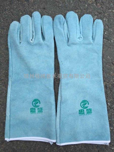 辽宁锦州劳保手套16寸韩国蓝牛皮二层电焊手套