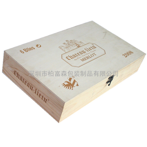 梅洛红酒六枝装木箱酒盒供应生产