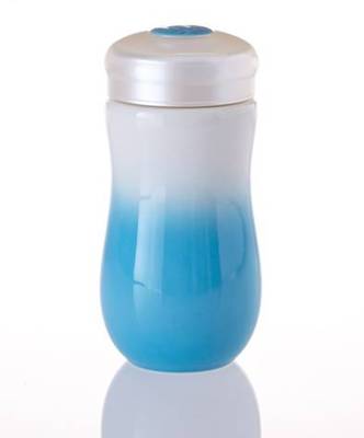 乾唐轩活瓷甜心随身杯单层陶瓷水杯便携随手杯子带盖320毫升