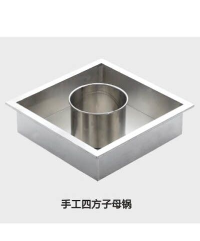  加厚不锈钢纯手工四方子母火锅盆大小店标可定制方形锅