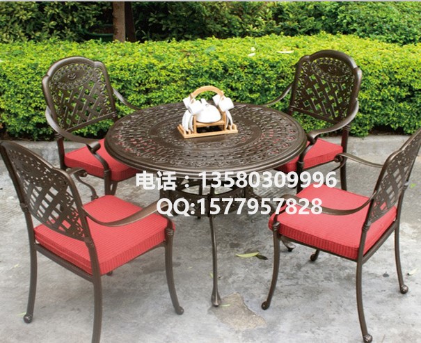 花园铸铝餐桌椅五件套 别墅铸铁桌椅批发