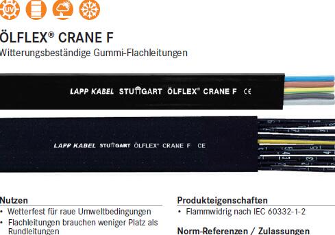 供应LAPPKABEL OLFLEX CRANE F扁平橡胶电缆