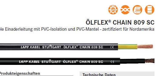 LAPPKABEL OLFLEX CHAIN 809 SC拖链电缆