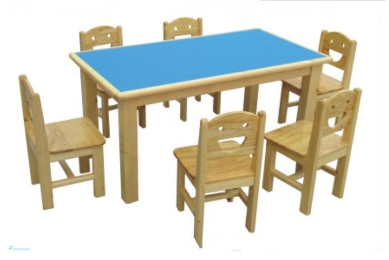 重庆幼儿园儿童实木家具幼儿园防火板彩色实木课桌