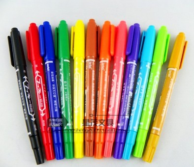 厂家直销物流专用记号笔 油性笔 双头彩色记号笔 油性记号笔