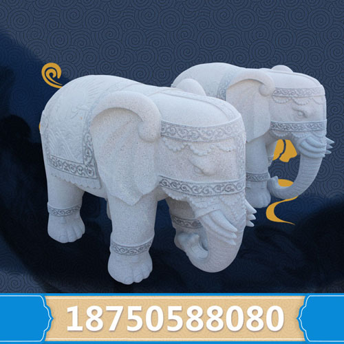 灰白色石雕大象雕塑 白石大象专业定制 加工速度快 安全配送到达