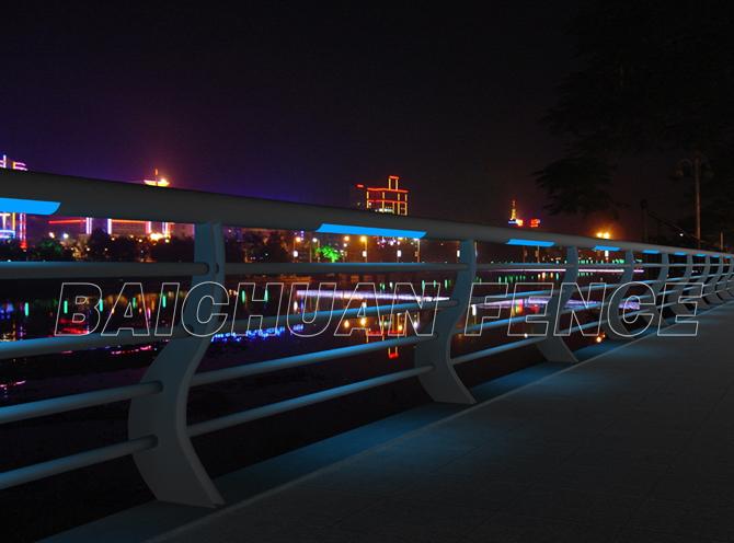 灯光桥梁河道景观护栏