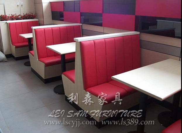宝安高端定制咖啡厅茶餐厅皮质弧形卡座异形板式软包沙发 