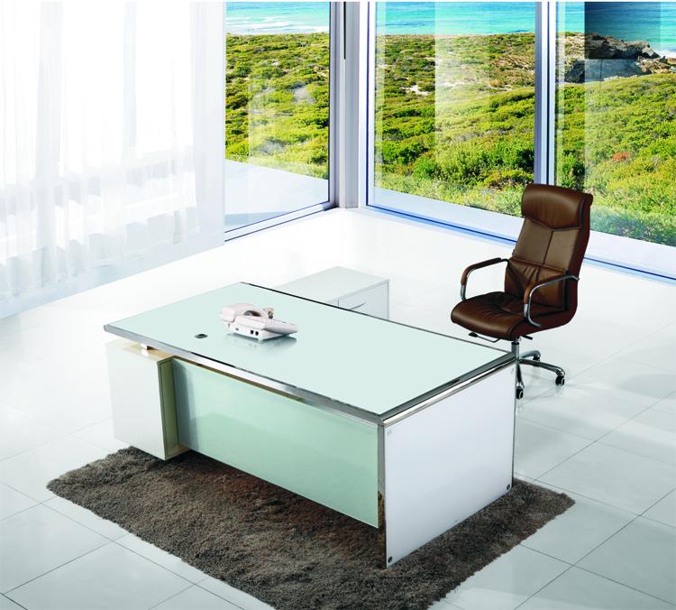 华腾家具时尚玻璃钢架经理办公桌