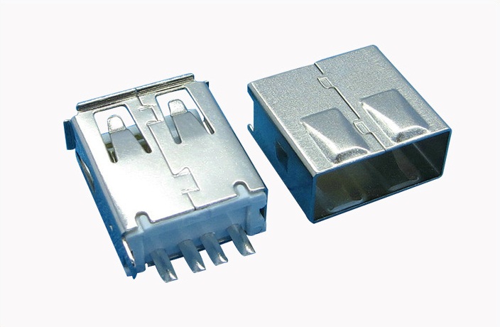 USB连接器2.0/180°焊线一体式/护套二件式USB母座