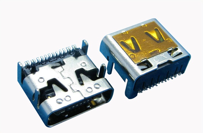 Type-C母座单排贴片14P/四脚迷你USB3.1type-C母座