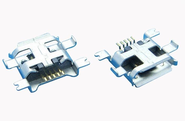 Micro usb母座/破板式沉板四脚前插后贴Micro母座