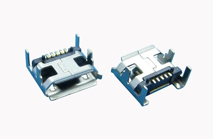 Micro母座四脚带柱2.0版/供应上海卷边四脚Micro连接器