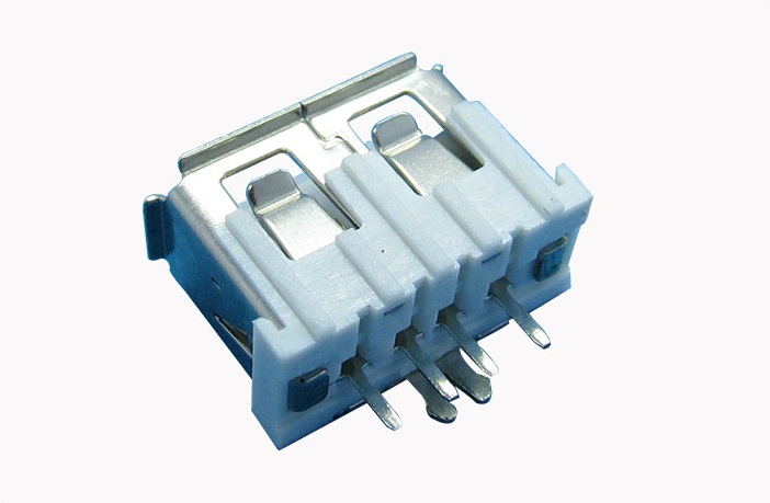 USB母座/180°直插USB连接器（鱼叉脚有卷边）