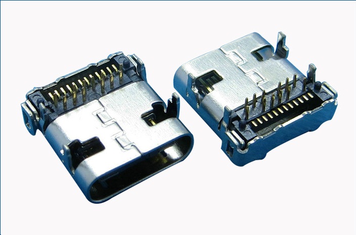 Type-C3.1母座前插后贴/板上24P（四脚）USB3.1Type-C连接器