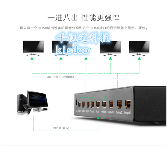 千视道工程级一进八出HDMI分配器生产厂家