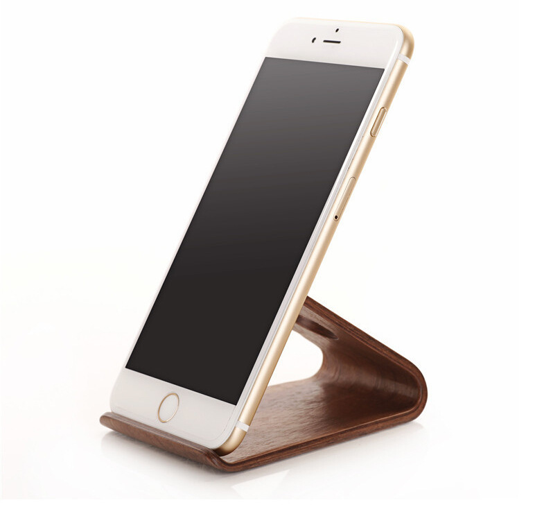 iphone实木手机支架 SAMSUANG曲木手机底座 懒人木质充电支架