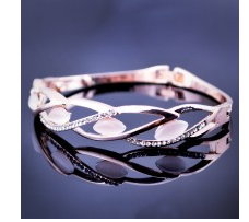 W068 欧美2016新款 时尚奢华镶钻猫眼石镂空手镯 厂家直批