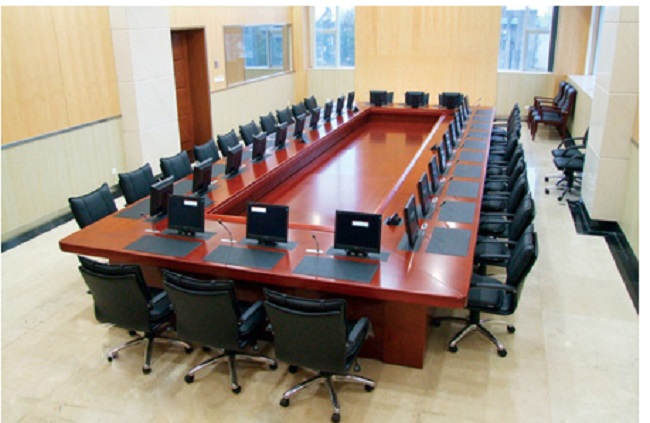 供应志欧无纸化会议系统高清超薄一体机升降器会议桌