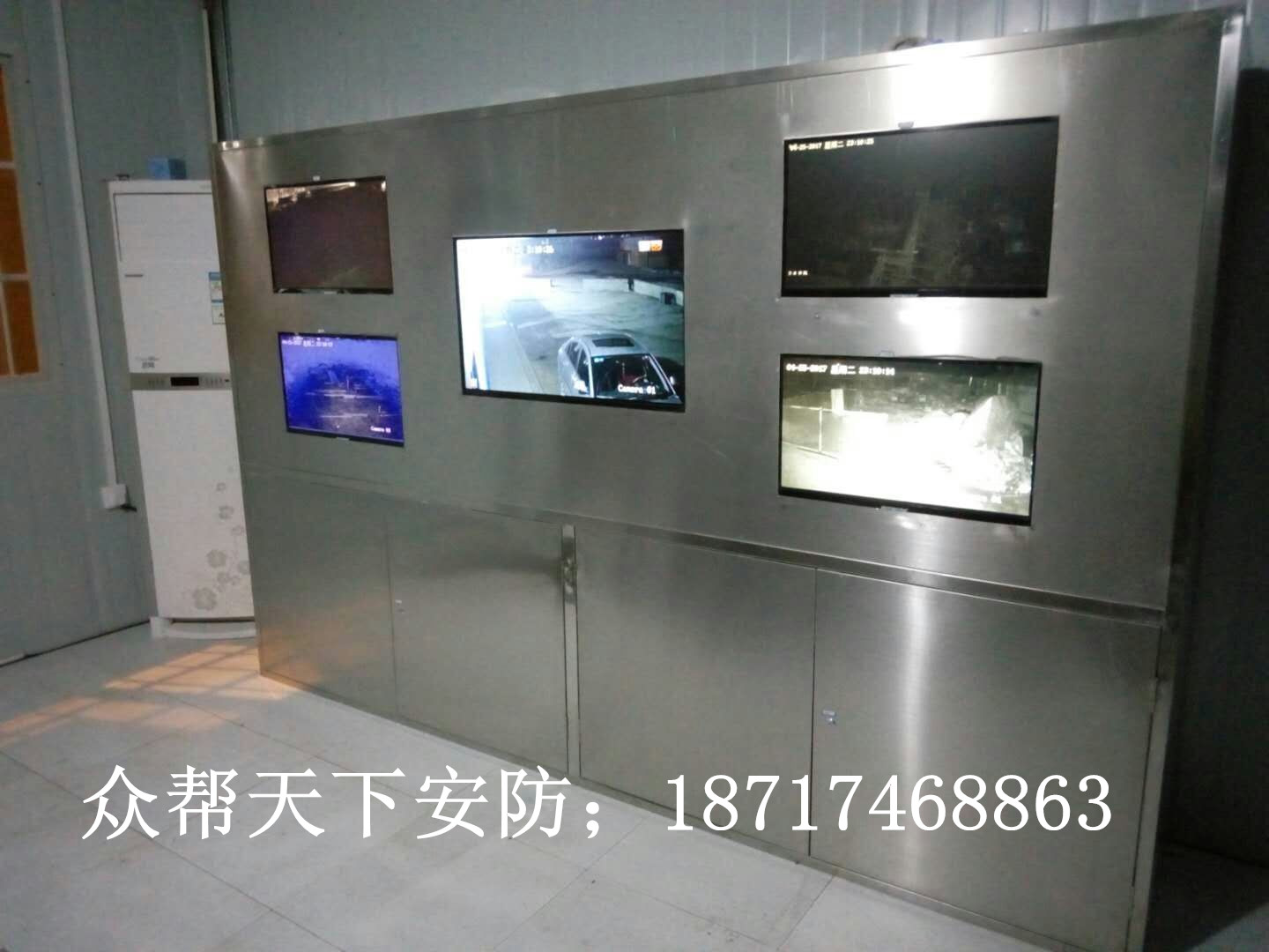 汉中城固不锈钢电视墙显示墙拼接屏机柜安防监控安装调试