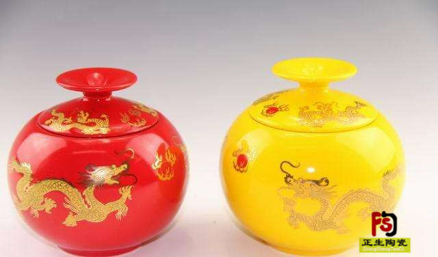 福州陶瓷茶叶罐定做，200克高档中国红陶瓷罐批发