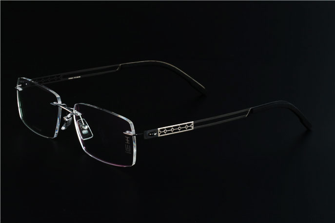 纯钛眼镜架OEM，黑色无框男式眼镜架厂家批发 玉山眼镜