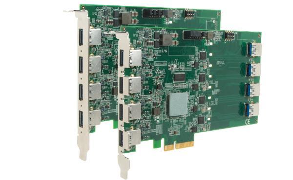 8/4-口x4 PCIe USB3.0图像采集卡，板载4个独立USB 3.0控制器