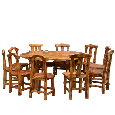 松木桌椅，碳化实木桌椅，碳烧松木家具，碳化实木家具