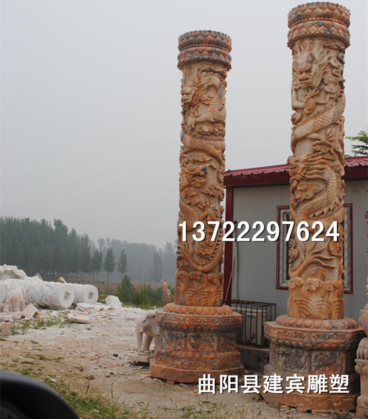 石雕龙柱_汉白玉龙柱_花岗岩龙柱