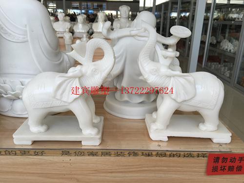 石刻小象，石雕小象桌面摆件，