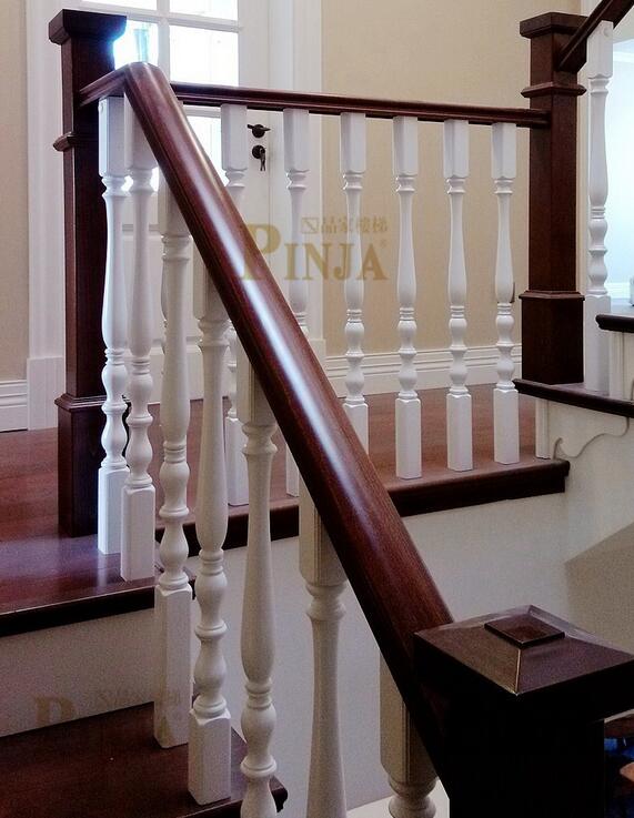 品家楼梯 上海楼梯白色榉木车圆柱 实木波浪型楼梯收口条 多孔纯白色原木门安装