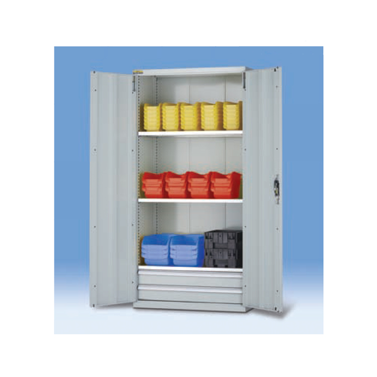 车间多功能置物柜双开门零件盒置物柜工具储物柜安全带锁钢板材质