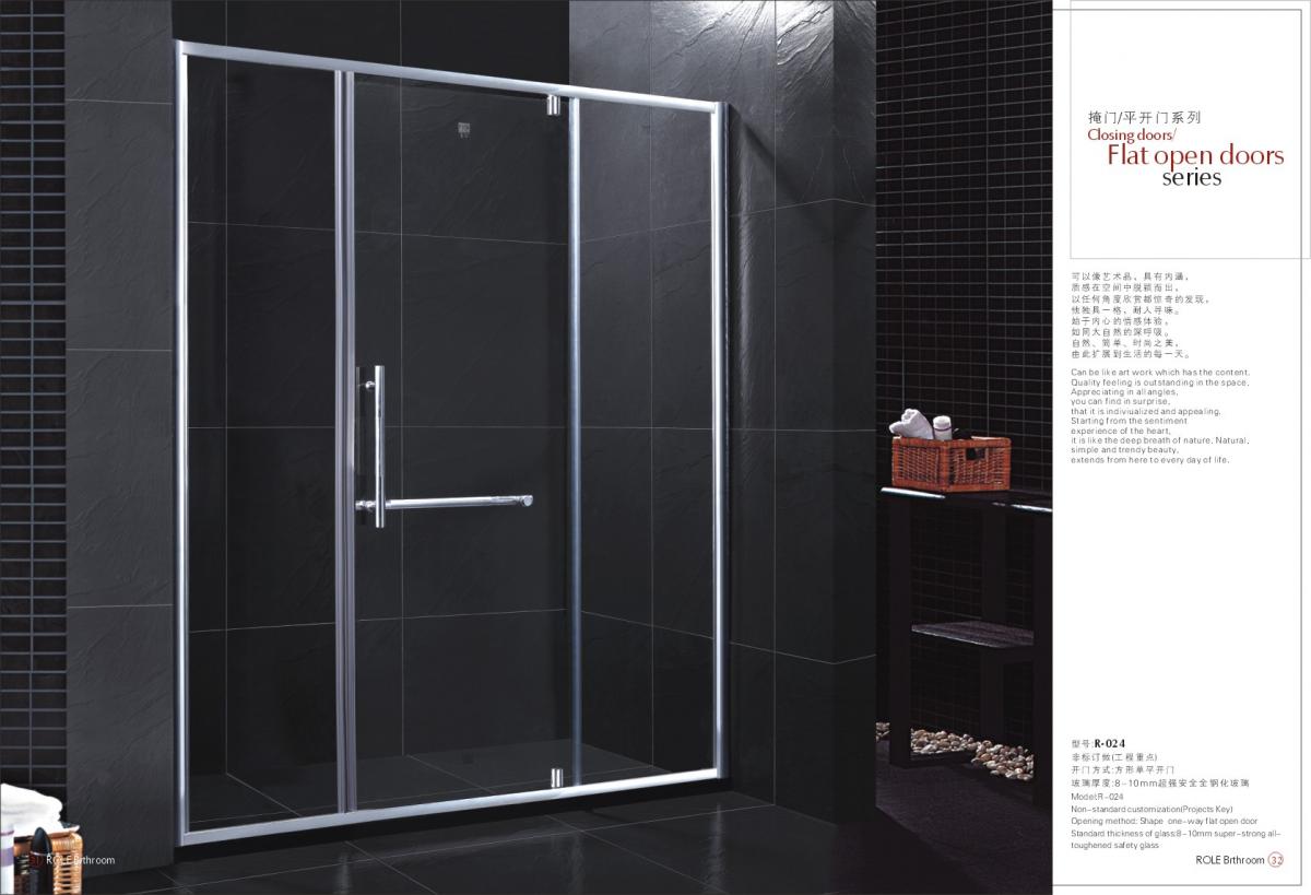 淋浴房厂家定制LR21 钢化玻璃浴室屏风 一字形浴室移门卫生间隔断批发