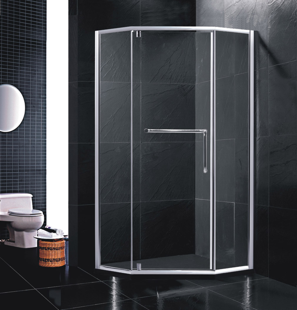 不锈钢钻石型淋浴房BR017简易平开门