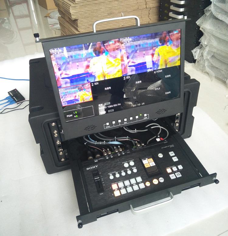 1u导播监看器17寸液晶监视器航空箱抽拉折叠式显示器高清屏防护箱