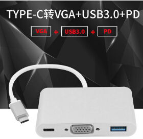 type-c转vga三合一 Type-C转VGA+USB3.0+PD type-c转VGA转换器
