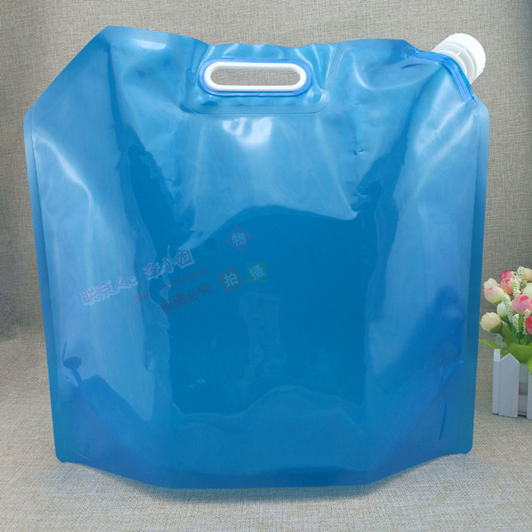 折叠水袋定制厂家 5L10L透明液体手提吸嘴自立袋