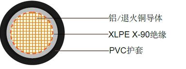 单芯聚乙烯绝缘，聚氯乙烯护套非铠装电缆, 0.6/1kV