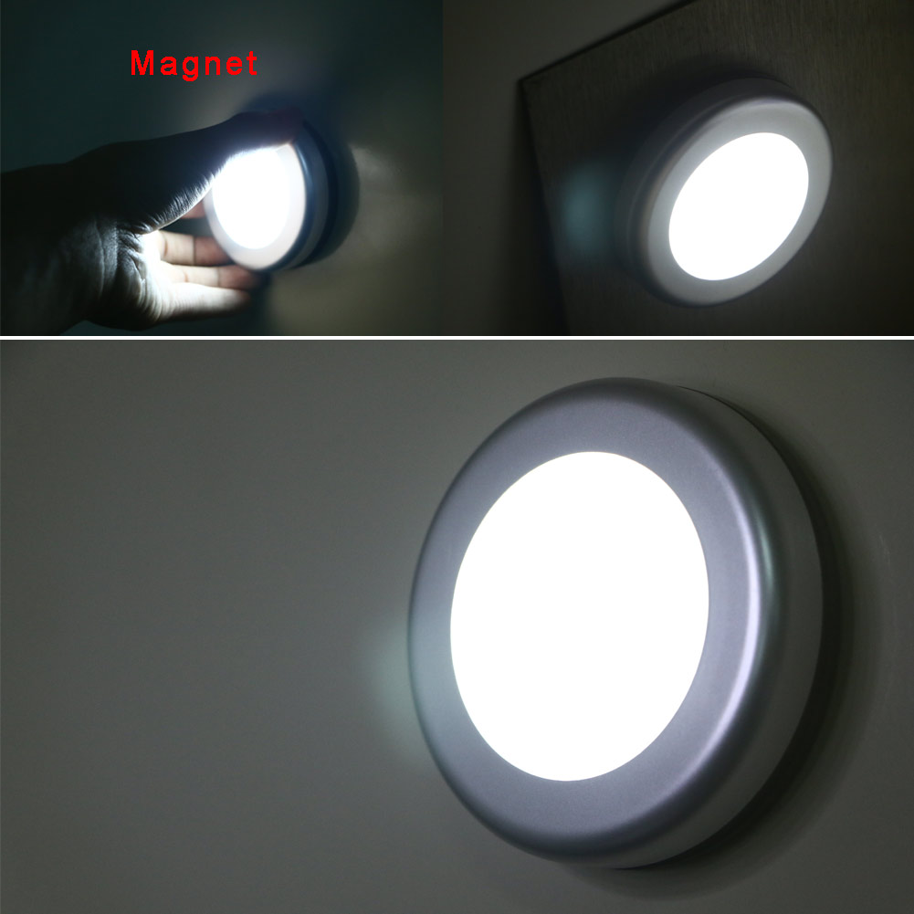 圆形超薄LED人体感应灯 红外线感应橱柜灯 感应衣灯 电池款小夜灯