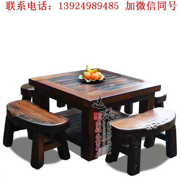 老船木餐桌船木家具实木厨房用餐桌古船木餐桌椅组合板桌饭桌