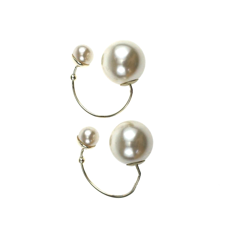 珍珠耳钉 韩国明星同款饰品 U形大小珍珠开口可调戒指指环