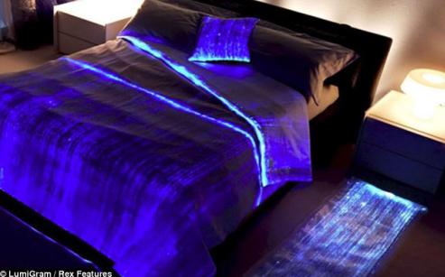 	 发光的帐，光纤帐，发光的床包括，光纤织物床传布料