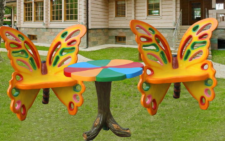广西雕塑厂家供应玻璃钢动物座椅雕塑 蝴蝶座椅批发 商场景观座椅摆件