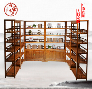 老榆木中式博古架书架实木仿古多宝阁茶叶架子展示柜置物古董货架