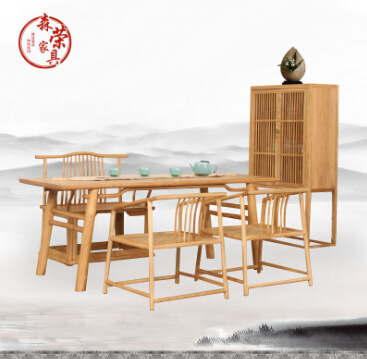 新中式茶桌老榆木桌椅组合家具禅意功夫茶道桌实木餐桌茶台