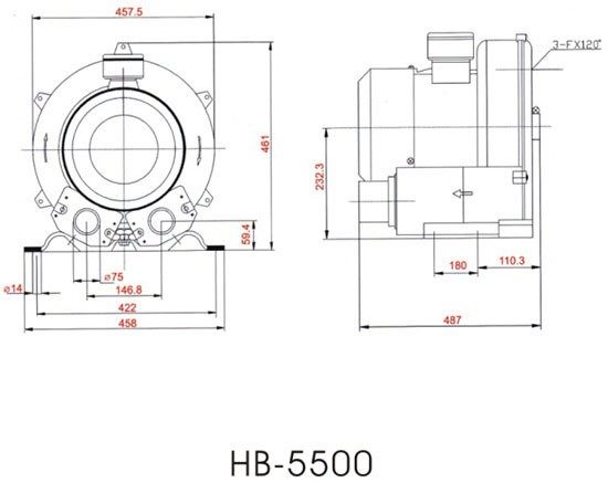 松达高压鼓风机 鱼塘投食专用 HB-5500 三相