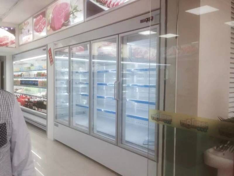四门玻璃门展示柜|超市超市风幕柜|立式冷藏柜