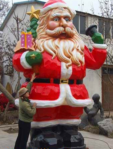 广东原著雕塑厂家供应玻璃钢圣诞老人雕塑 圣诞节装饰品摆件